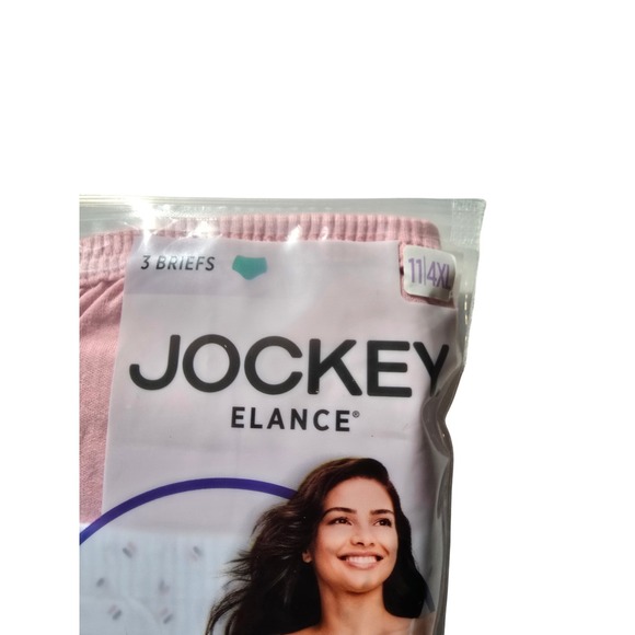 Jockey Elance Womens 3 Pack Briefs 100% Cotton Pink Floral Size 11 4XL New - Picture 3 of 3
